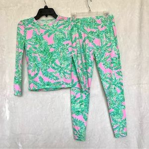 Lilly Pulitzer little girls Pajama Set. Size 12 Girls. Colors Pink & Green